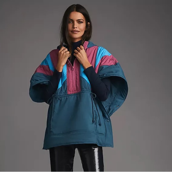 Daily Practice By Anthropologie Puffer Poncho Colorful Women's Jacket Size Xs/S